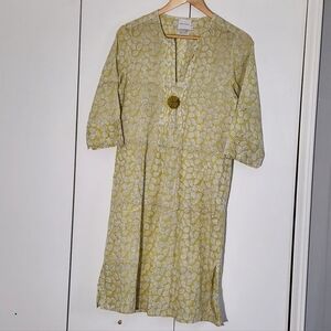 Chic Yellow Patterned Midi Dress